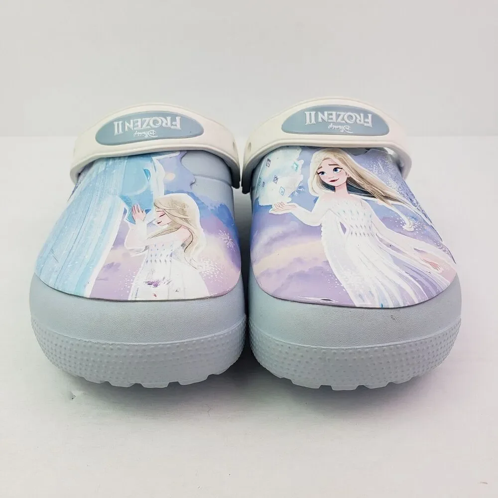 Crocs Fun Lab Kids Size J3 Mineral Blue Frozen II Disney Lined Clog Shoes